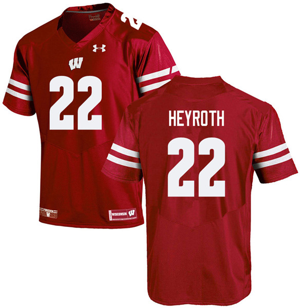 Men #22 Jacob Heyroth Wisconsin Badgers College Football Jerseys Sale-Red